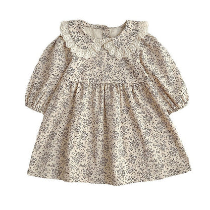 MyKids-USA® Adorable Baby Lace Collar Romper And Floral Print Girls’ Dress – Princess Sister Matching Set
