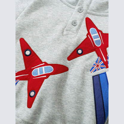 MyKids-USA® Thermal Children’s European And American Style Hooded Outerwear With Fleece – Jets Cartoon Boys’ Hoodie