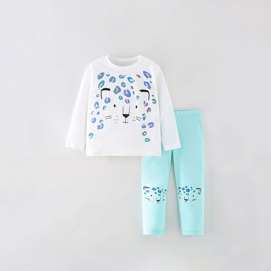 MyKids-USA® Girls Fashion Cartoon Printing Design Top And Pattern Pants Sets