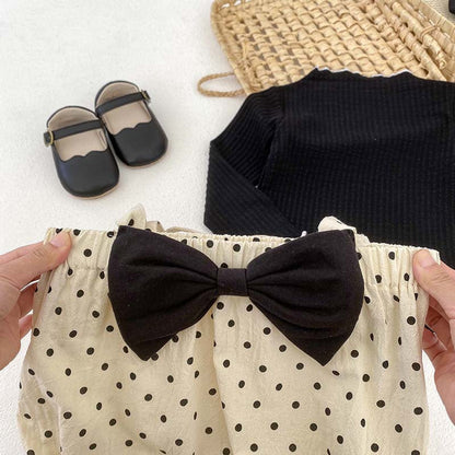 MyKids-USA® For: Polka Dot Overall bodysuit And Long Sleeve Base Layer Top Set