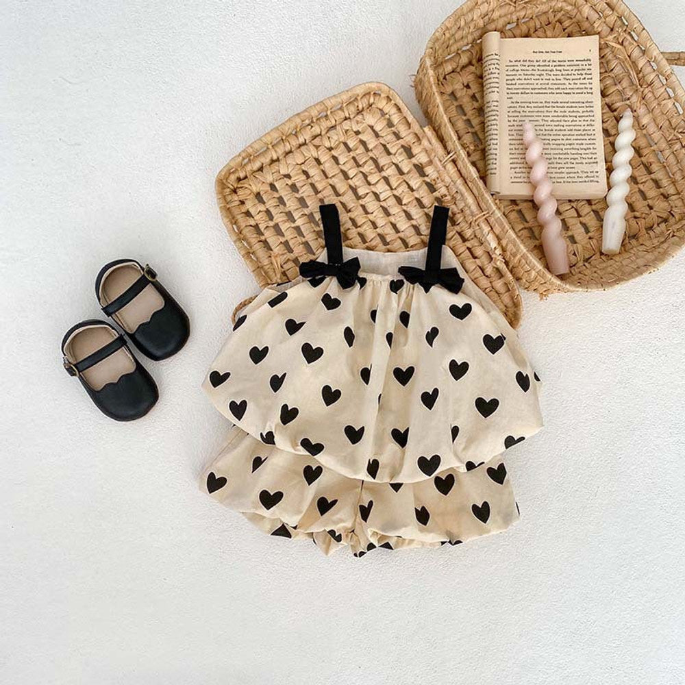 Arrival For Summer: Heart Print Camisole Dress And Shorts Set