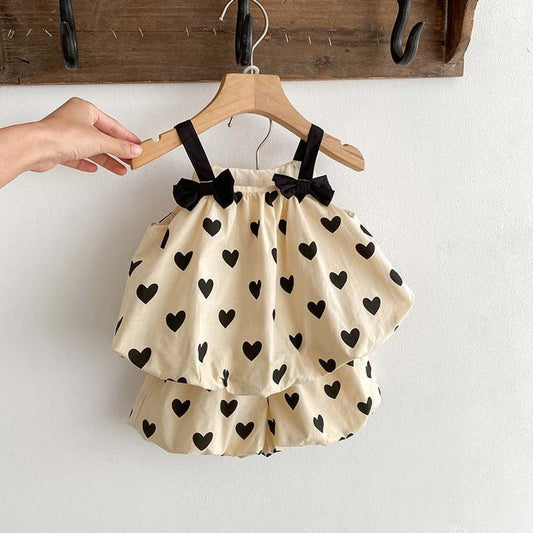 MyKids-USA® For: Heart Print Camisole Dress And Shorts Set