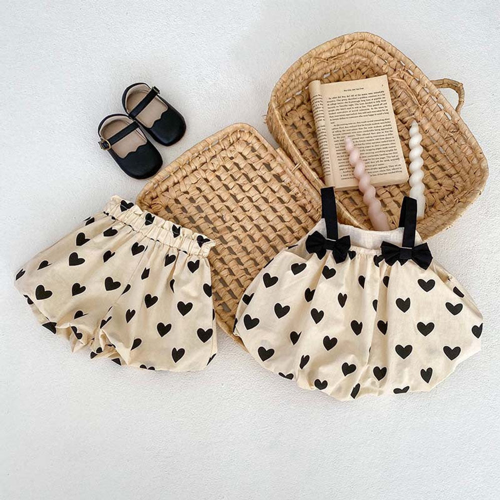 Arrival For Summer: Heart Print Camisole Dress And Shorts Set