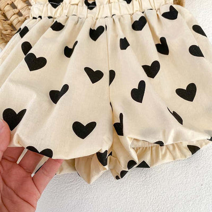 Arrival For Summer: Heart Print Camisole Dress And Shorts Set