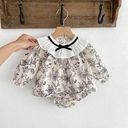 MyKids-USA® For: Floral Painting Pattern Top And Shorts Set