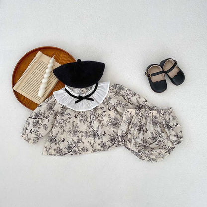 MyKids-USA® For: Floral Painting Pattern Top And Shorts Set