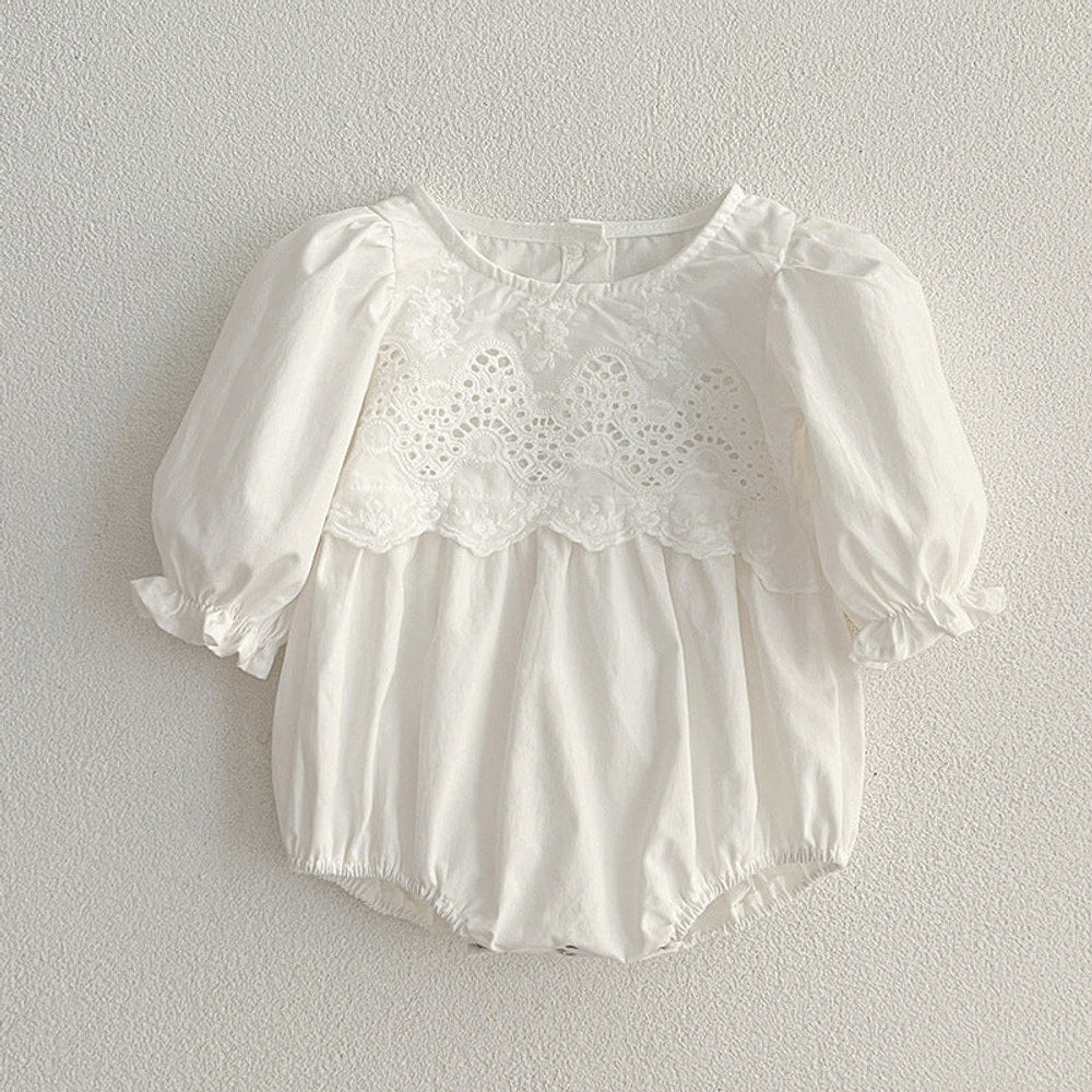 MyKids-USA® Baby bodysuit or Dress For Girls With White Lace Trim – Princess Sister Matching