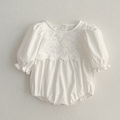 MyKids-USA® Baby bodysuit or Dress For Girls With White Lace Trim – Princess Sister Matching