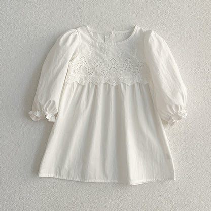 MyKids-USA® Baby bodysuit or Dress For Girls With White Lace Trim – Princess Sister Matching
