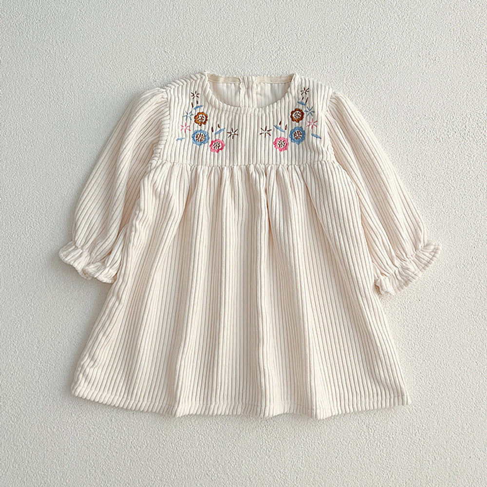MyKids-USA® Baby bodysuit or Dress For Girls With Long Sleeves And Embroidered Flowers