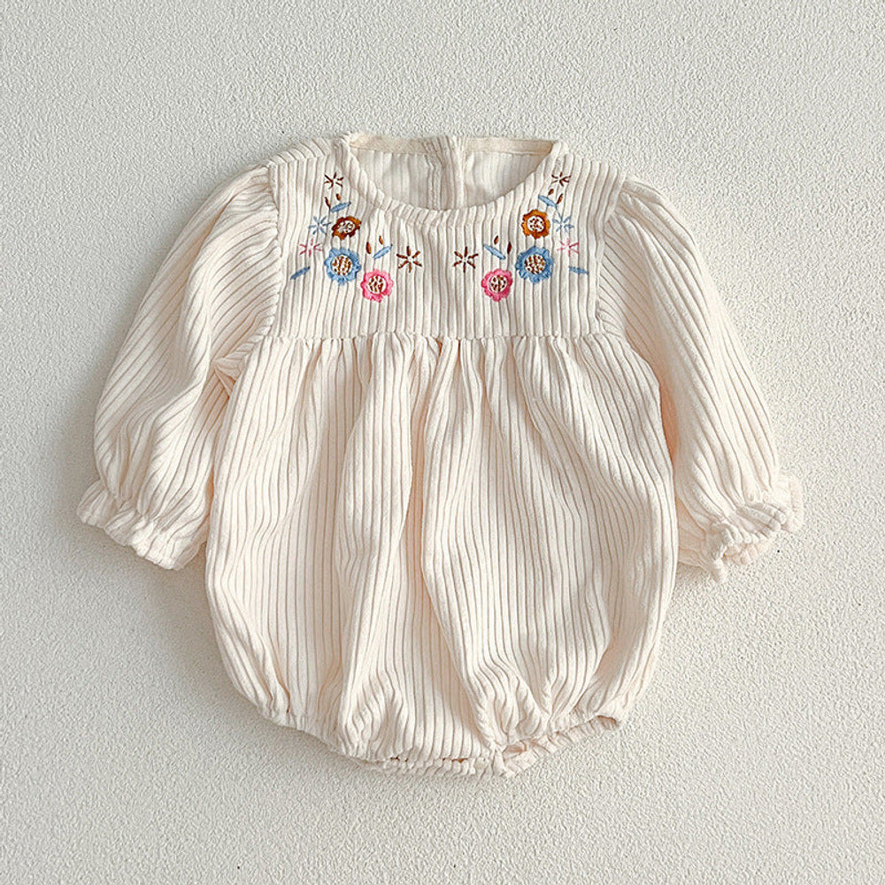 MyKids-USA® Baby bodysuit or Dress For Girls With Long Sleeves And Embroidered Flowers