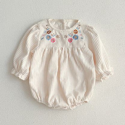 MyKids-USA® Baby bodysuit or Dress For Girls With Long Sleeves And Embroidered Flowers