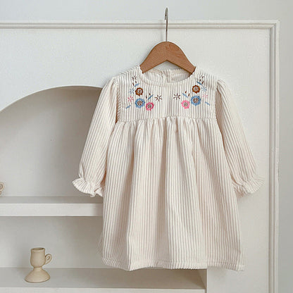 MyKids-USA® Baby bodysuit or Dress For Girls With Long Sleeves And Embroidered Flowers