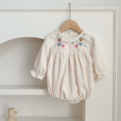 MyKids-USA® Baby bodysuit or Dress For Girls With Long Sleeves And Embroidered Flowers
