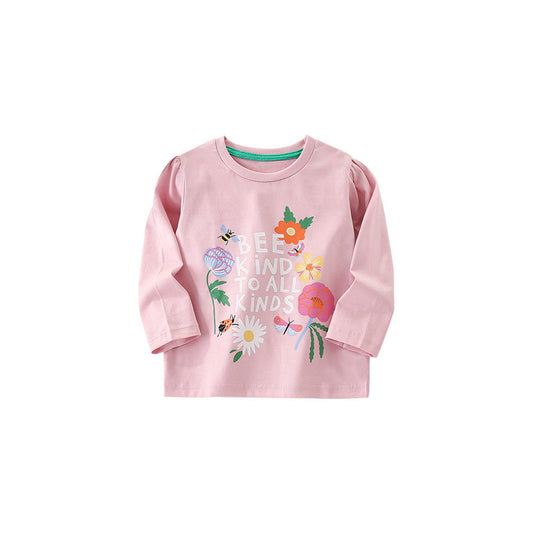 MyKids-USA® Girls Cartoon Insects And Flowers Printing Pattern Comfy Cotton Top Shirt