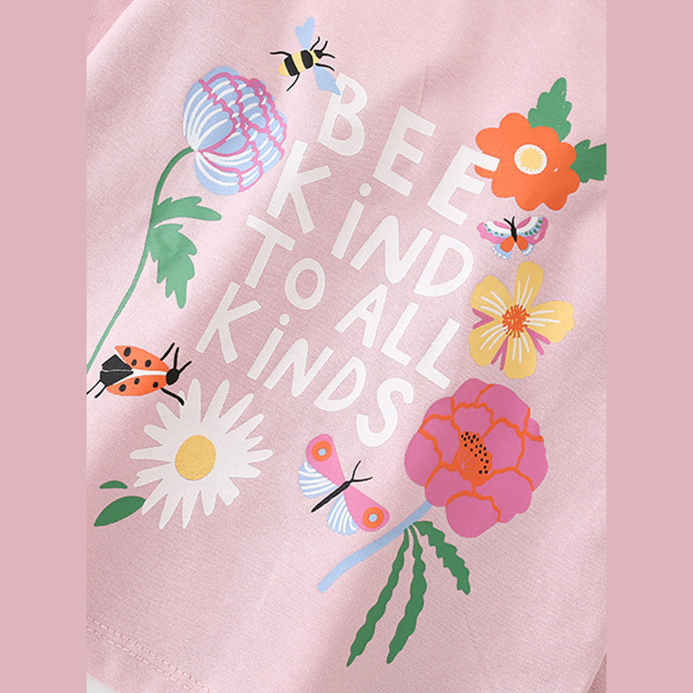 MyKids-USA® Girls Cartoon Insects And Flowers Printing Pattern Comfy Cotton Top Shirt