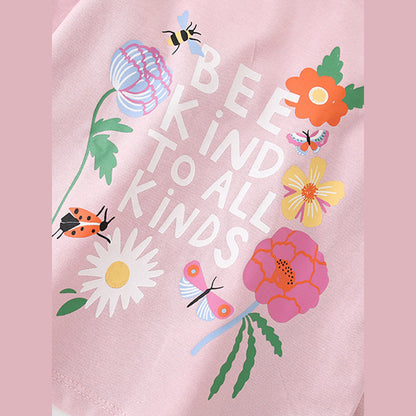 MyKids-USA® Girls Cartoon Insects And Flowers Printing Pattern Comfy Cotton Top Shirt