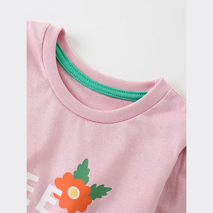 MyKids-USA® Girls Cartoon Insects And Flowers Printing Pattern Comfy Cotton Top Shirt
