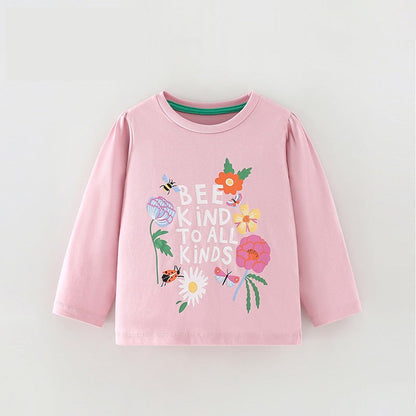 MyKids-USA® Girls Cartoon Insects And Flowers Printing Pattern Comfy Cotton Top Shirt
