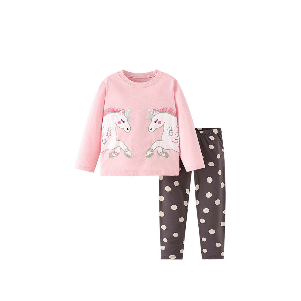 MyKids-USA® Girls Cartoon Unicorn Printing Design Top And Pattern Pants Set