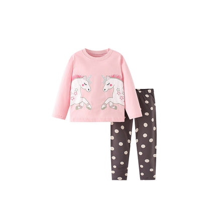 MyKids-USA® Girls Cartoon Unicorn Printing Design Top And Pattern Pants Set