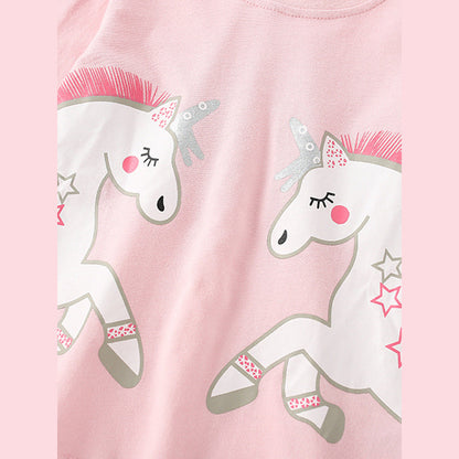 MyKids-USA® Girls Cartoon Unicorn Printing Design Top And Pattern Pants Set