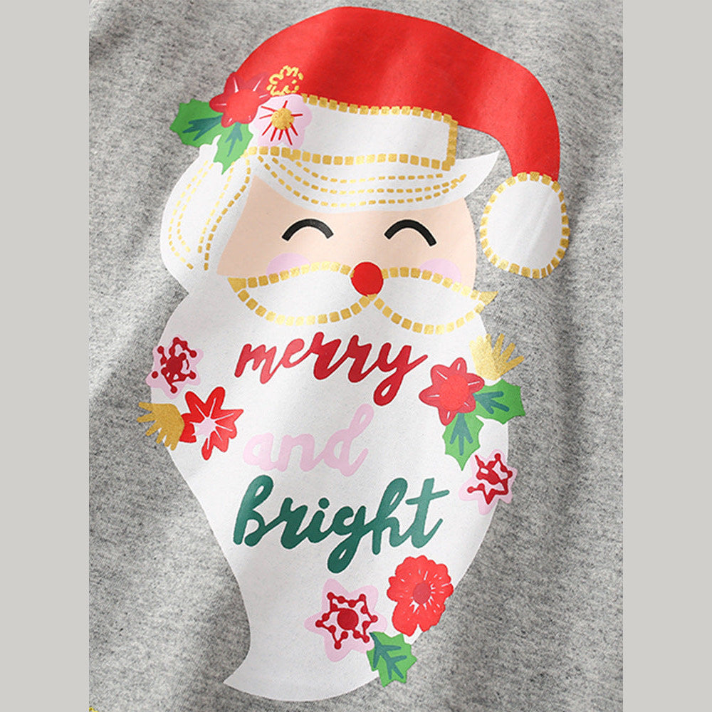 MyKids-USA® Girls Christmas Cartoon Collection Printing Design Top And Plaid Pants Set