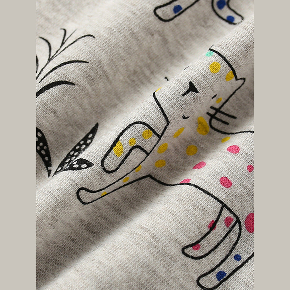 MyKids-USA® Girls Leopard Cartoon Animals Printing Design Top And Pants Set