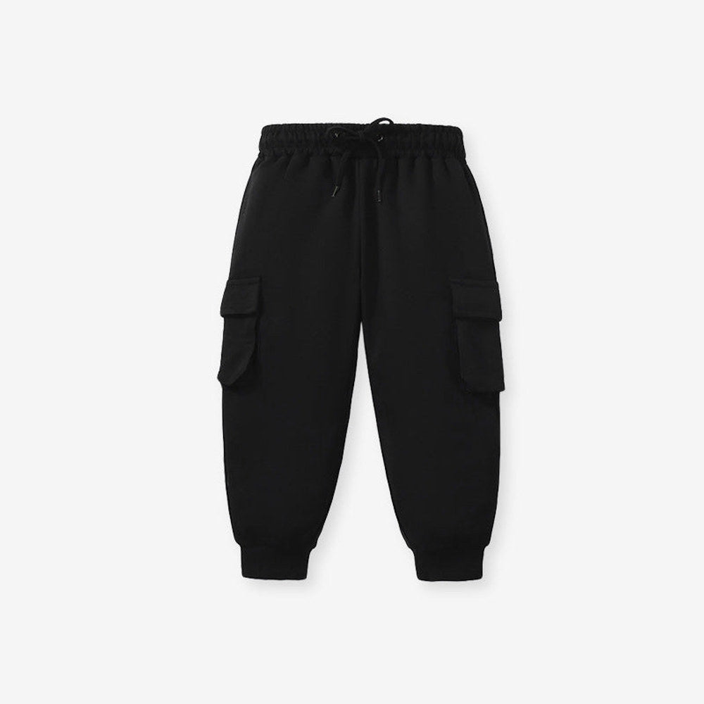 MyKids-USA® European And American Children’s Cotton Boys’ Work Pants – Black Casual Kids Trousers