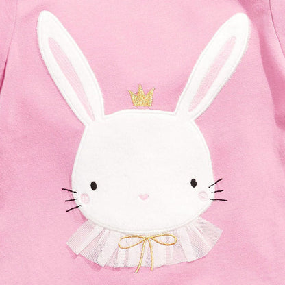 MyKids-USA® Baby Girl Rabbit Cartoon Pink Short Sleeve O-Neck Cotton T-Shirt