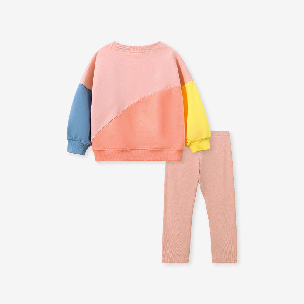 MyKids-USA® Girls Rainbow Embroidered Patchwork Design Pullover And Pants Set