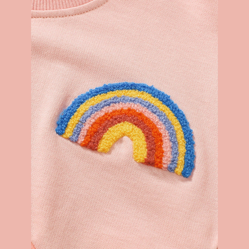 MyKids-USA® Girls Rainbow Embroidered Patchwork Design Pullover And Pants Set