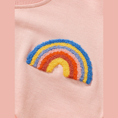 MyKids-USA® Girls Rainbow Embroidered Patchwork Design Pullover And Pants Set