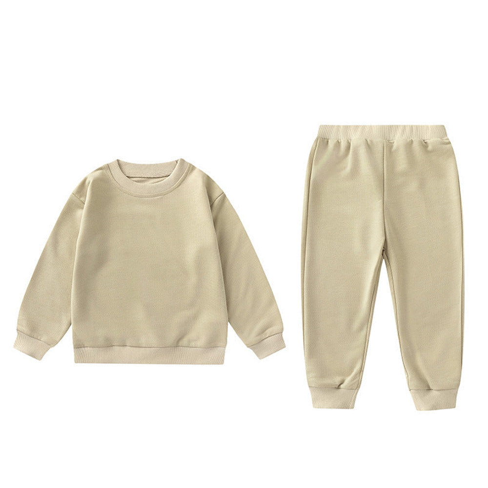 MyKids-USA® Unisex Baby And Kids Solid Color Pullover Sweatshirt And Pants Casual Sport Clothing Set