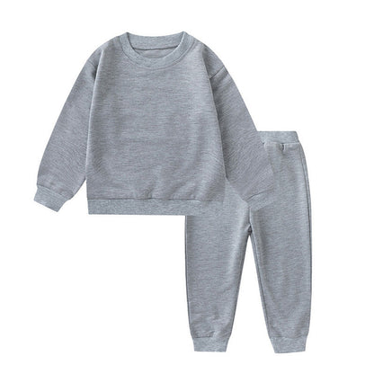 MyKids-USA® Unisex Baby And Kids Solid Color Pullover Sweatshirt And Pants Casual Sport Clothing Set