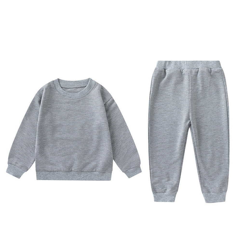MyKids-USA® Unisex Baby And Kids Solid Color Pullover Sweatshirt And Pants Casual Sport Clothing Set