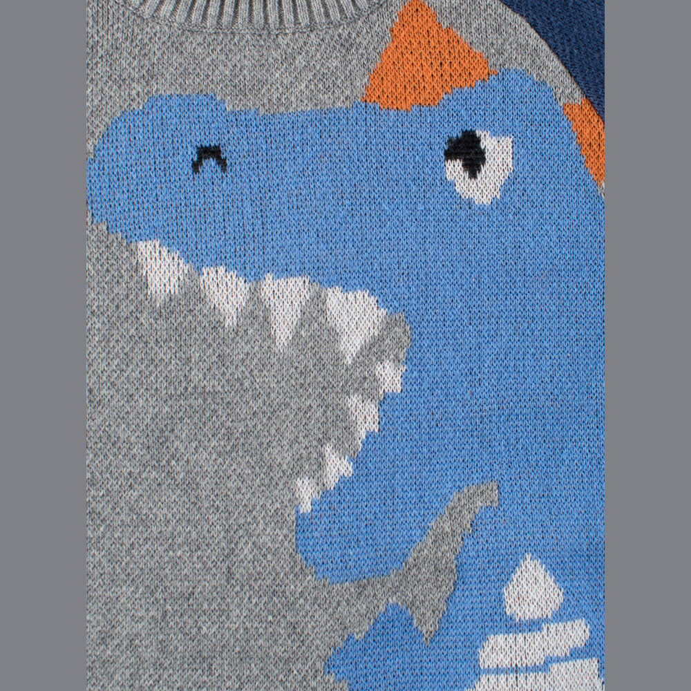 MyKids-USA® Baby Boy Kids Frightened Dinosaur Cartoon Crew Neck Long Sleeve Knitwear Pullover