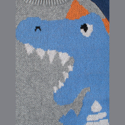 MyKids-USA® Baby Boy Kids Frightened Dinosaur Cartoon Crew Neck Long Sleeve Knitwear Pullover