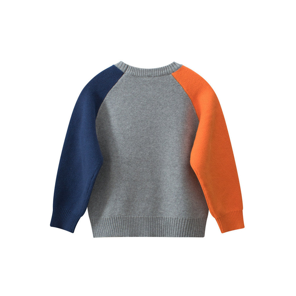MyKids-USA® Baby Boy Kids Frightened Dinosaur Cartoon Crew Neck Long Sleeve Knitwear Pullover