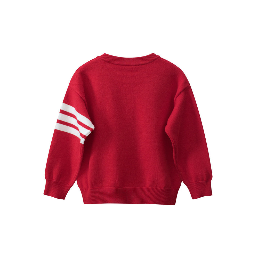 MyKids-USA® Baby Boys And Girls Kids Cute Teddy Bear Cartoon Long Striped Sleeve Knitwear Pullover