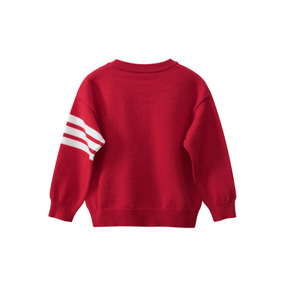 MyKids-USA® Baby Boys And Girls Kids Cute Teddy Bear Cartoon Long Striped Sleeve Knitwear Pullover