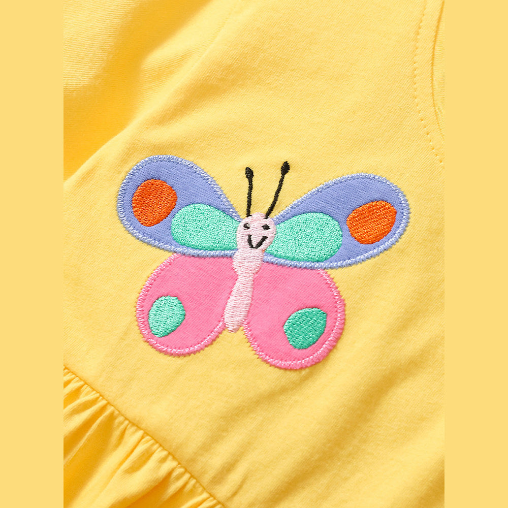 MyKids-USA® Baby Girls Short Sleeves Rainbow Butterfly Floral Dress
