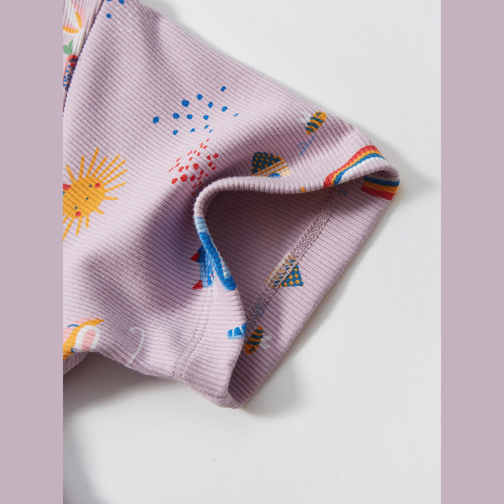 MyKids-USA® Baby Girls Short Sleeves Rainbow Animals Floral Cartoon Print Dress