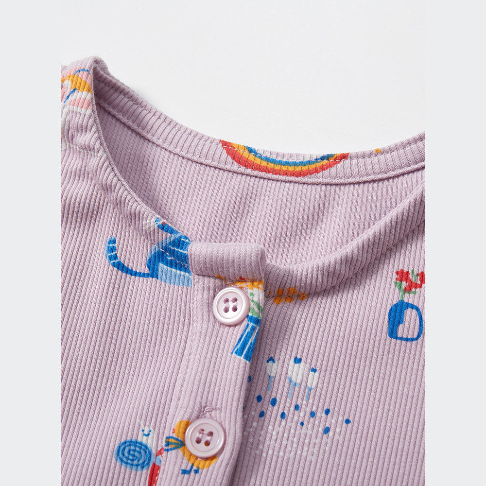 MyKids-USA® Baby Girls Short Sleeves Rainbow Animals Floral Cartoon Print Dress