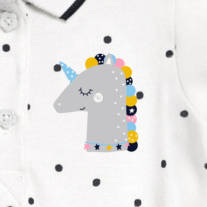 MyKids-USA® Girls’ Clothing: Collection – Collar Flip Pure Cotton Unicorn Logo Children’s Polo Dress