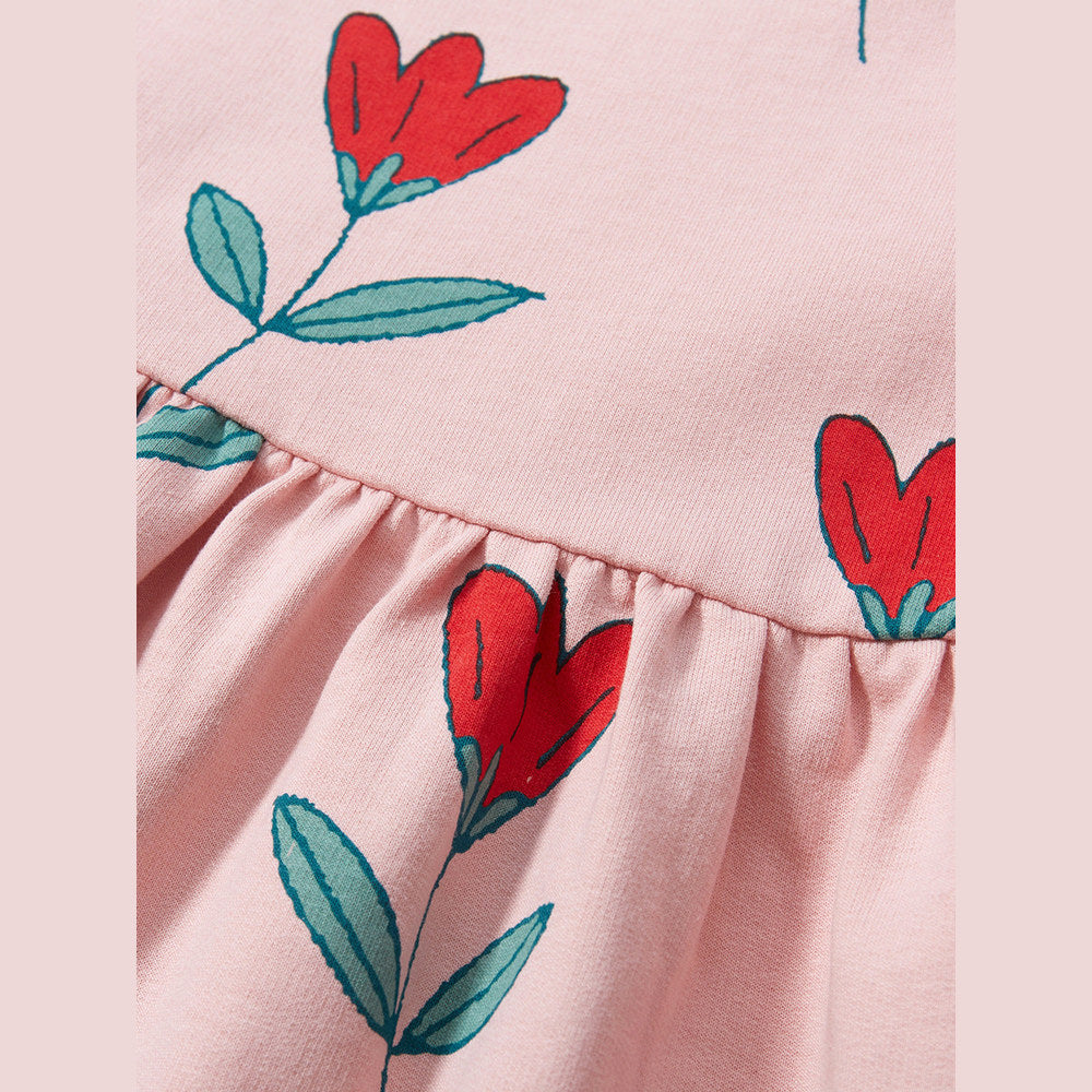 MyKids-USA® Spring And Summer Baby Girls Pink Short Sleeves Flowers Collection Dress