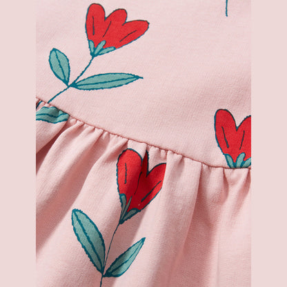 MyKids-USA® Spring And Summer Baby Girls Pink Short Sleeves Flowers Collection Dress