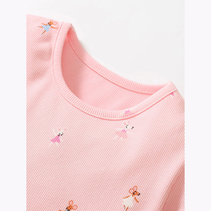 MyKids-USA® Baby Girls Short Sleeves Mouse Dancers Cartoon Pattern Chiffon Dress