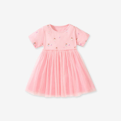 MyKids-USA® Baby Girls Short Sleeves Mouse Dancers Cartoon Pattern Chiffon Dress