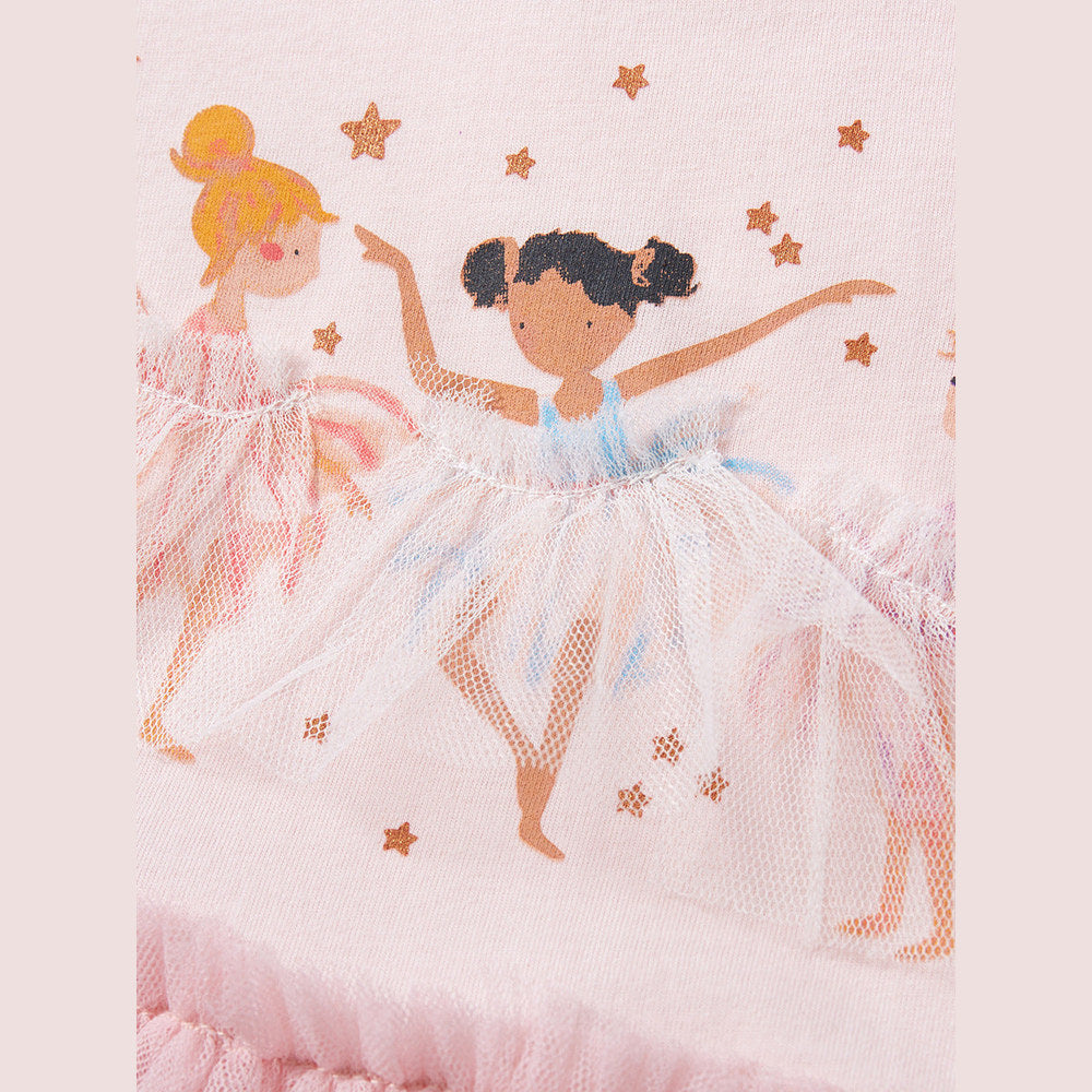 MyKids-USA® Baby Girls Short Sleeves Dancers Cartoon Pattern Chiffon Dress